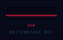 Monitoring panel showing noisebridge.net with a flat red line and the word DOWN